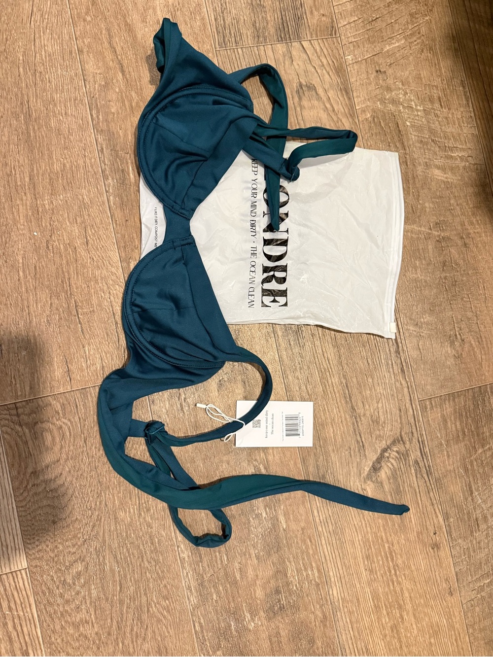 AQUA Teal Underwire Bikini Top - Adjustable Tie Straps
